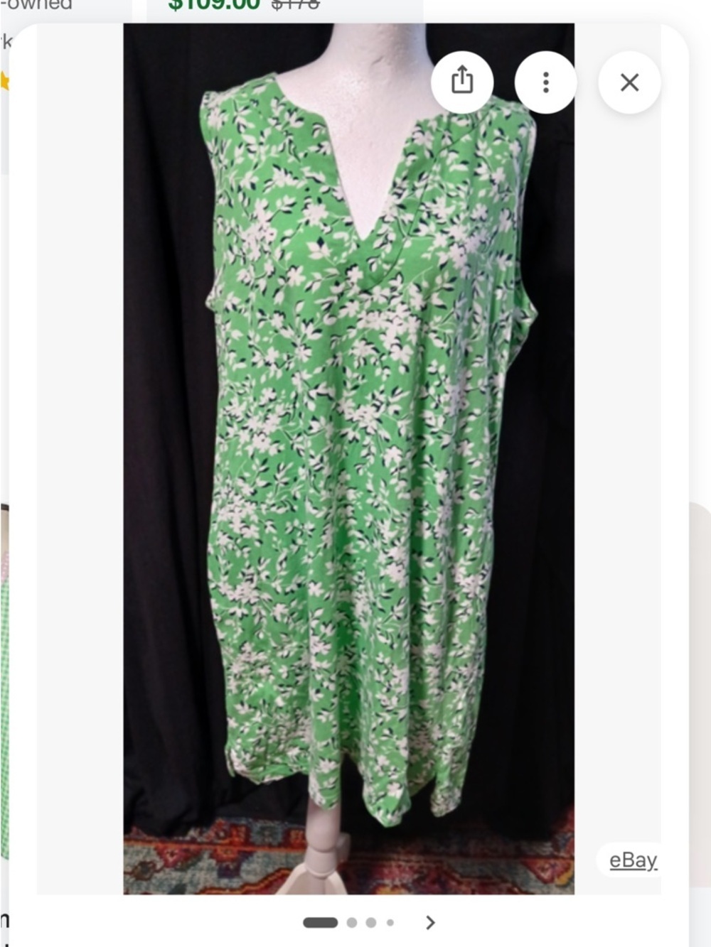 Draper James La d Ends 1X Green Floral Sleeveless V-Neck dress